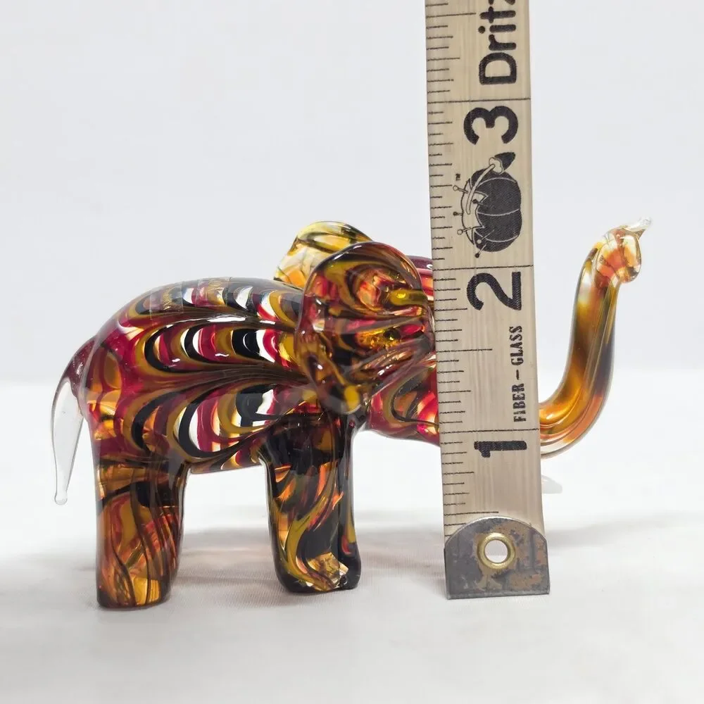 Vintage LENOX Amber Red Elephant Art Glass Handblown Figurine